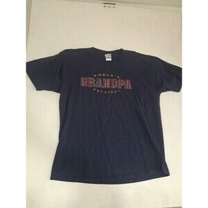 Vtg 90s Worlds Greatest Grandpa T Shirt Tee Navy Blue XL Novelty